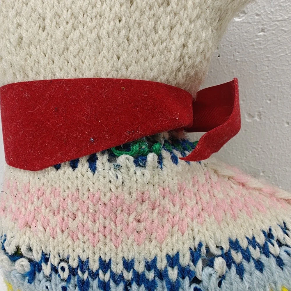VTG Homemade Knitted‎ Cat Doll Pillow